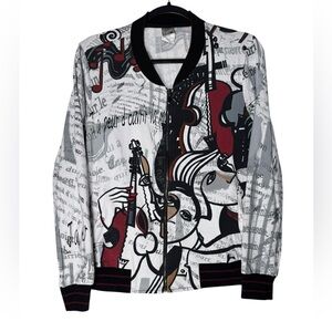 Simply Art Dolcezza Zip Jacket Medium Artcore Graphic Artsy Euro Chic Abstract